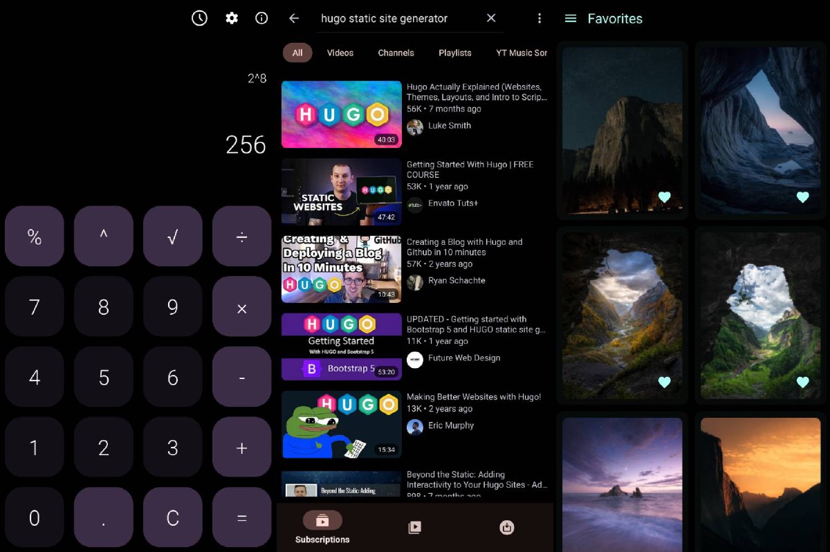 A selection of screenshots of some of the apps in my list of outstanding Android apps.