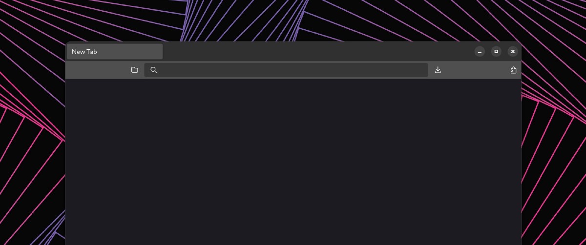 A screenshot of a Firefox-based browser window with a purple geometric desktop wallpaper in the background.